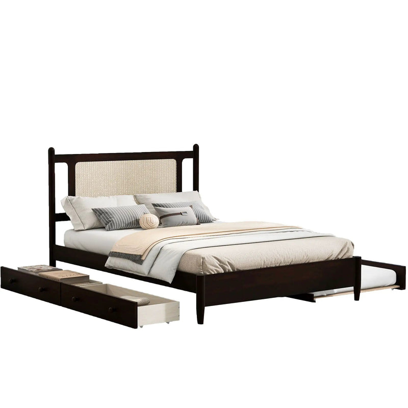Platform Bed With 2 Big Drawers & Trundle by Unique Piece Furniture