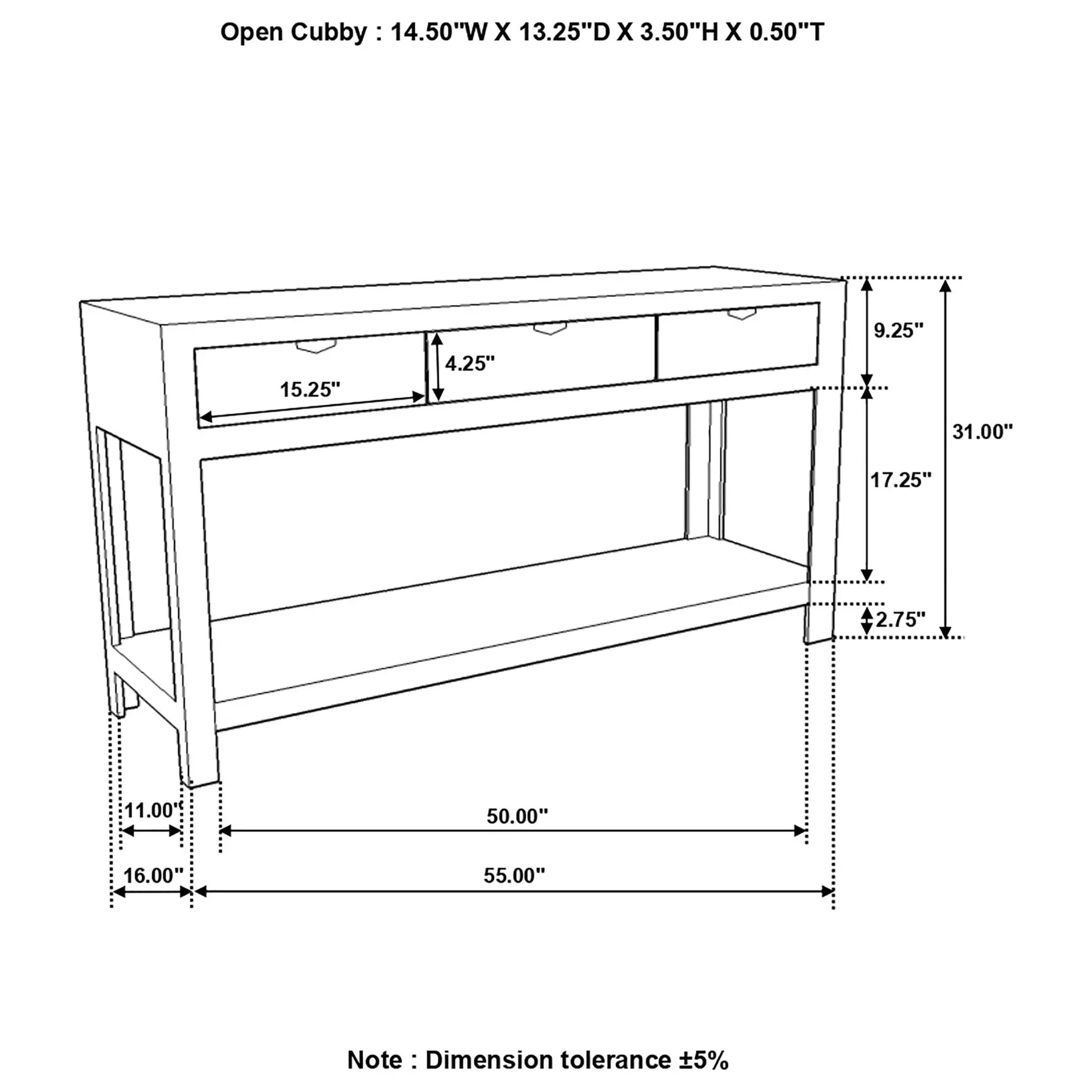 Esther 3-drawer Wood Console Table Natural Sheesham by Unique Piece Furniture