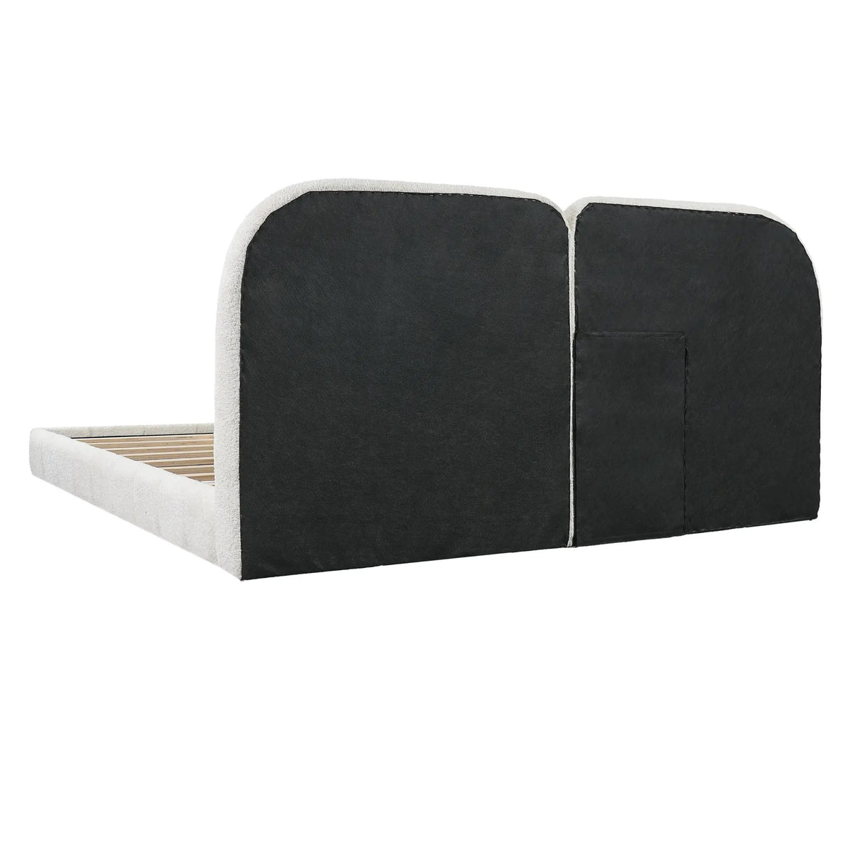 Queen Size Boucle Upholstered Platform Bed with Tufted Headboard by HouseOfZazla