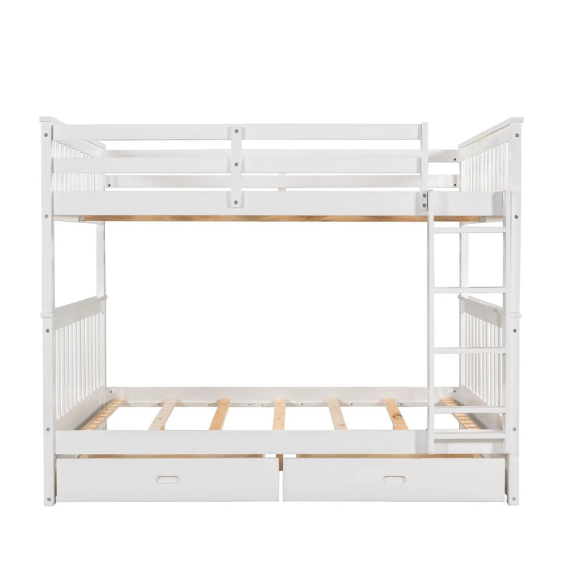 Bunk Bed With Ladders And 2 Storage Drawers