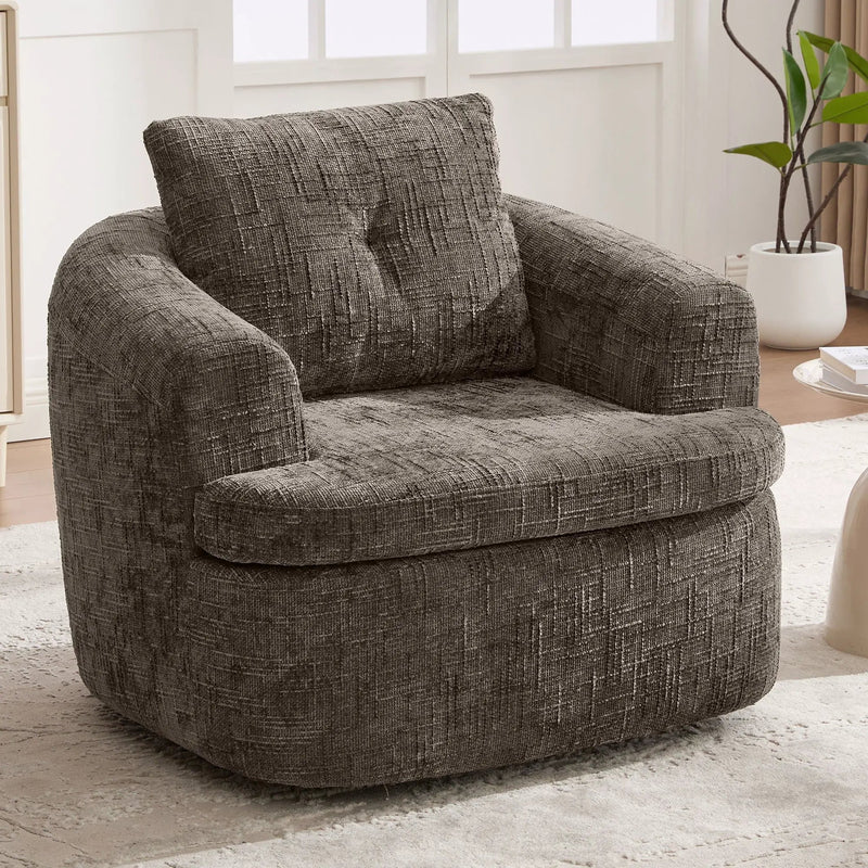 Modern Swivel Barrel Chair With Dual-Layer Cushion by Unique Piece Furniture