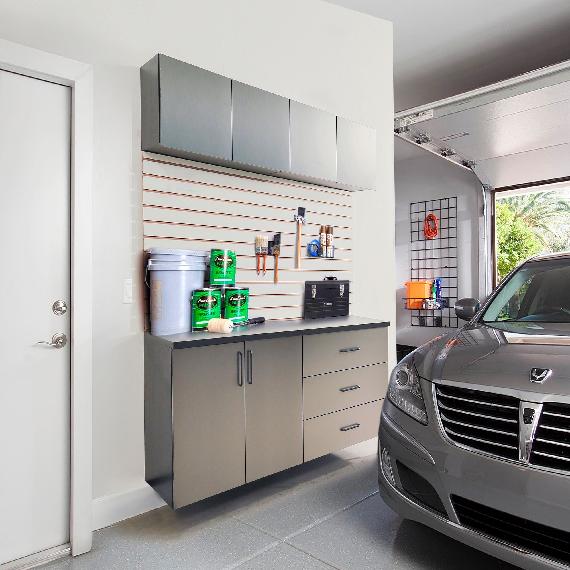 Astro Series - Garage Cabinet Set C With Soft Closing Drawers - Metallic Gray by HouseOfZazla