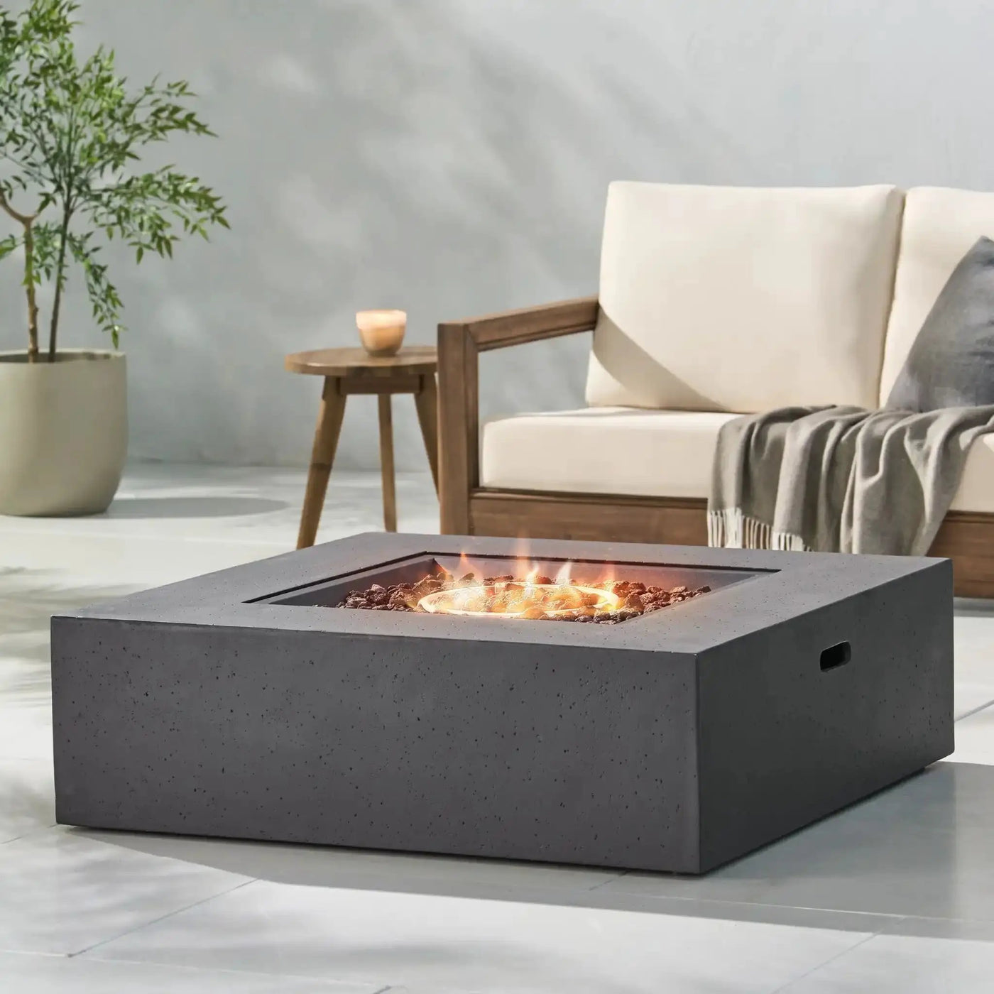 Modern 50,000 Btu Square Fire Table With Propane Tank by HouseOfZazla