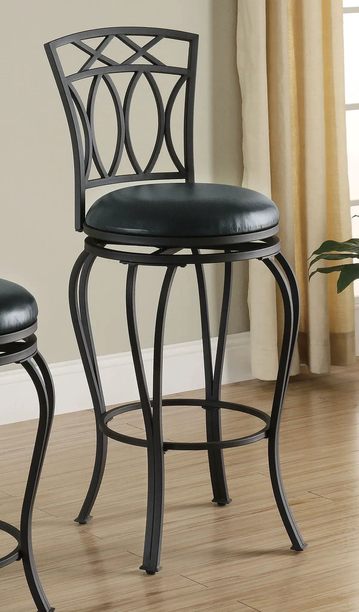 Adamsville Upholstered Swivel Bar Stool Black by Unique Piece Furniture