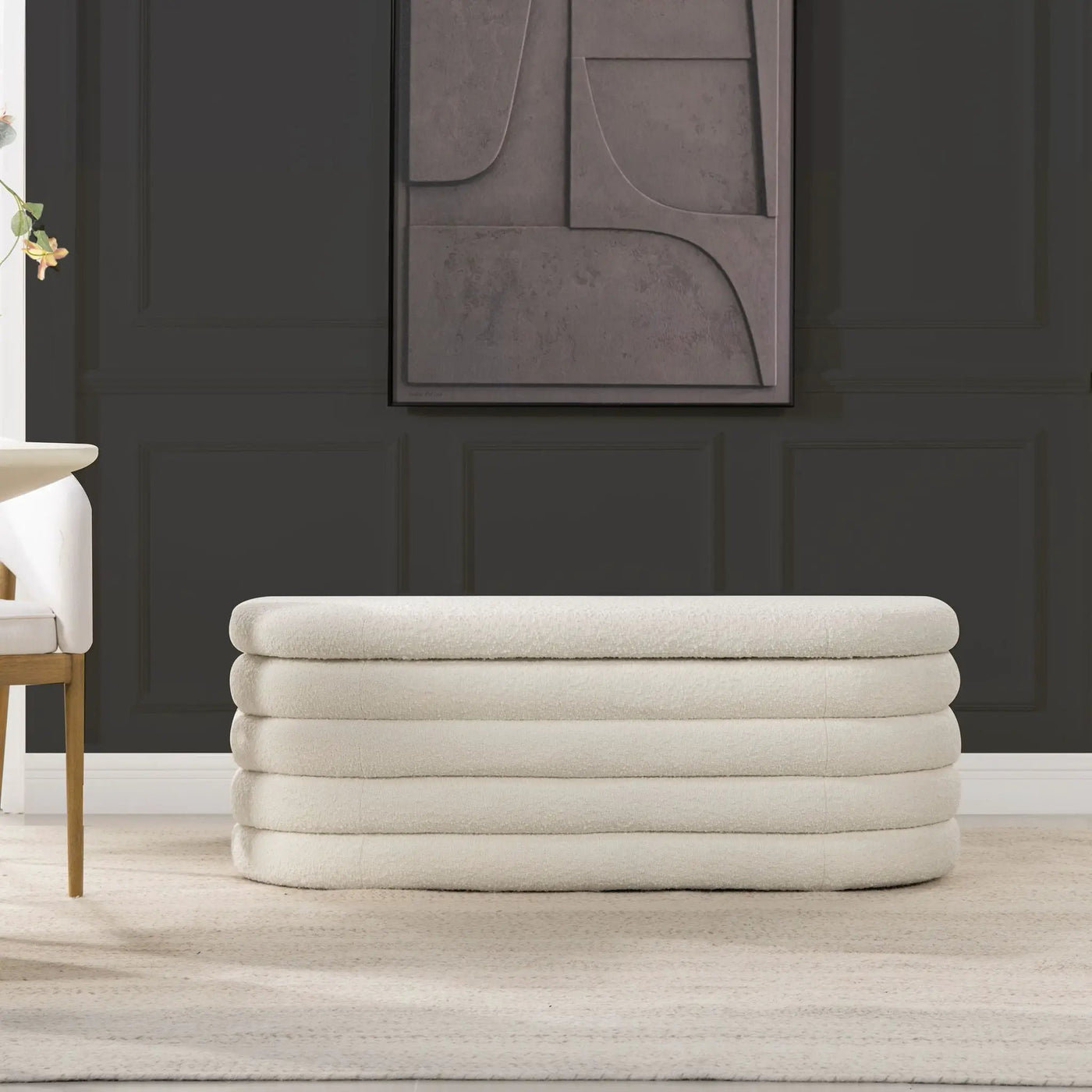 Fuji - Upholstered Oval Storage Bench by HouseOfZazla