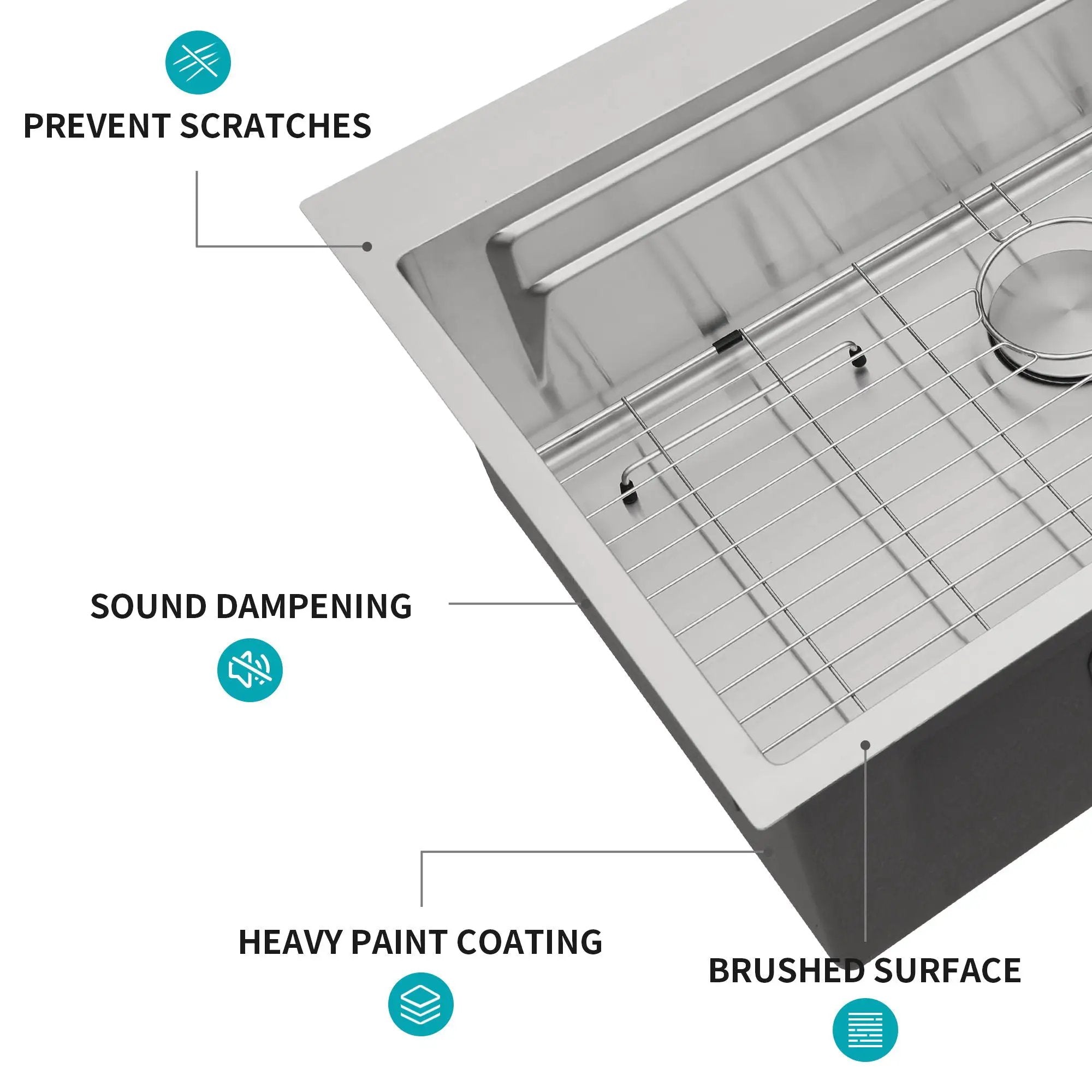 33" Drop In Kitchen Sink Single Bowl 16 Gauge Stainless Steel Ledge Workstation - Black by HouseOfZazla