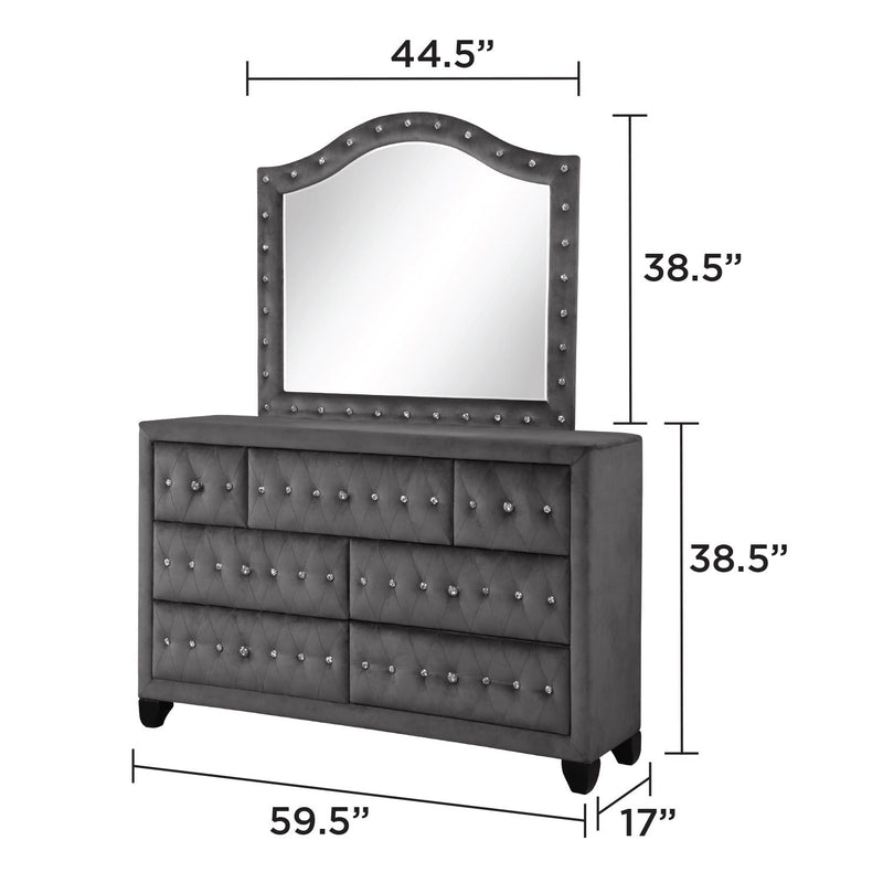 Sophia - Tufted Mirror - Gray