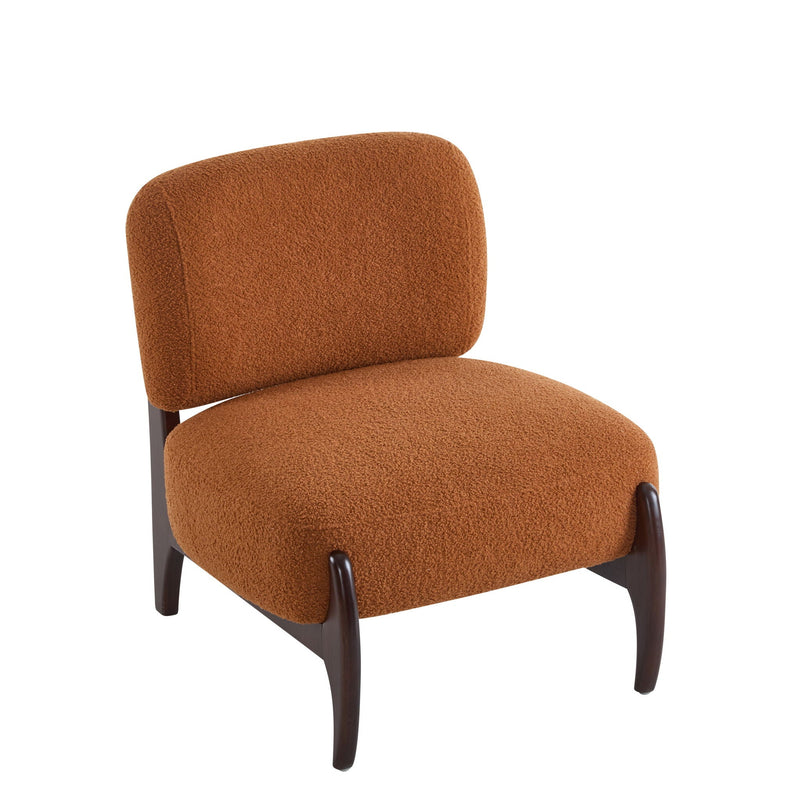 Modern Boucle Lounge Chair With Solid Wood Frame