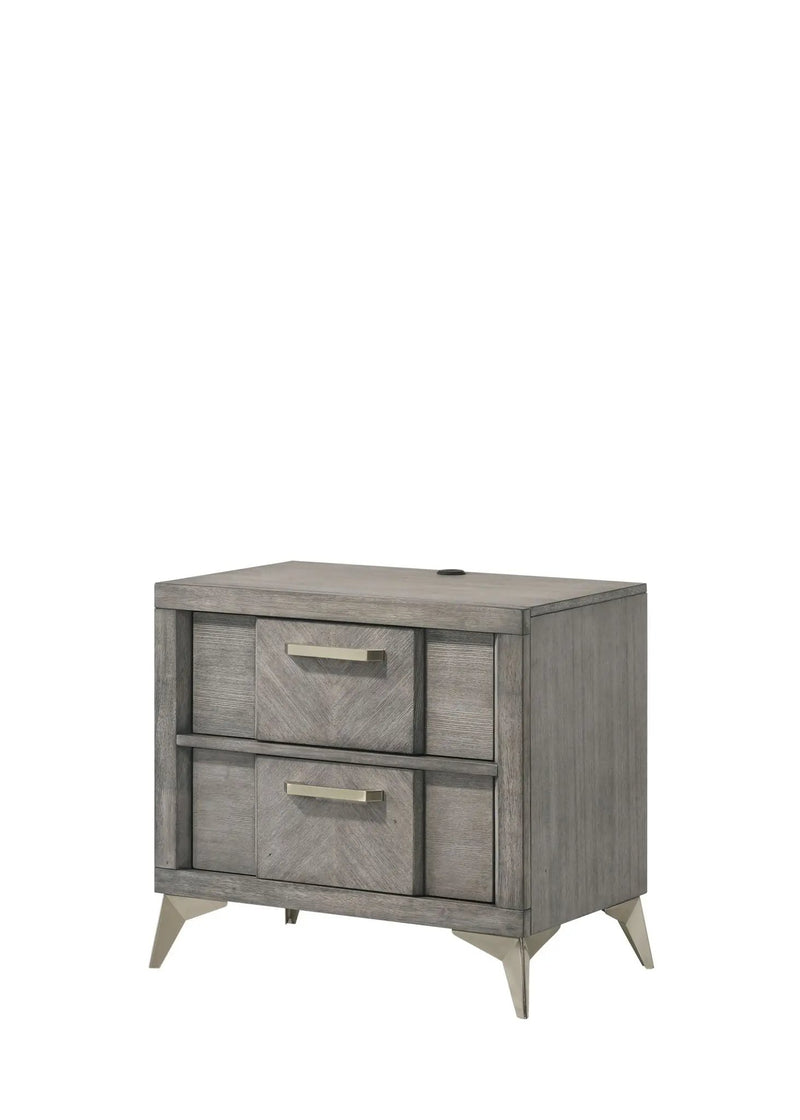 2 Drawer Night Bookmatched Veneers - Gray by Unique Piece Furniture