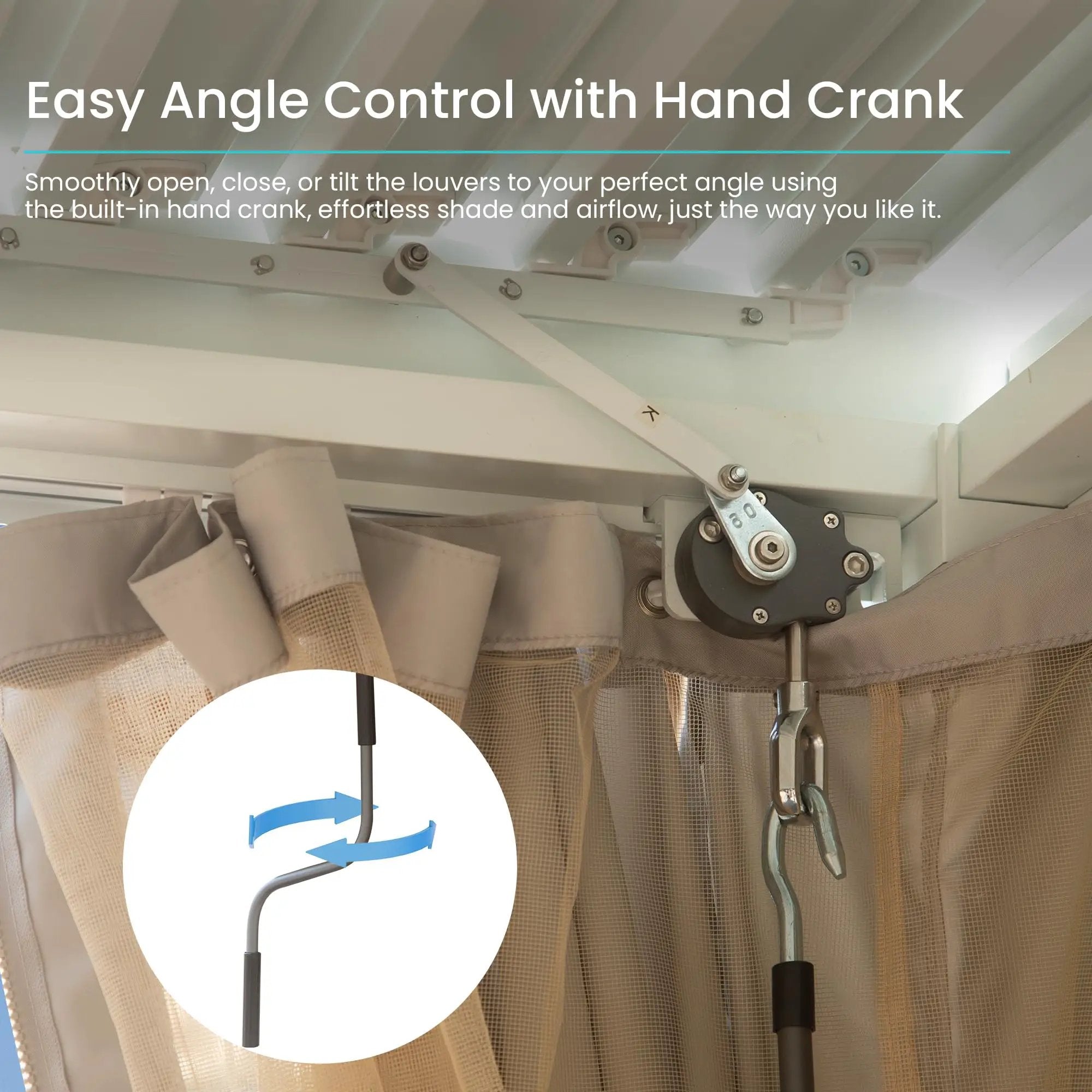 10x12 FT Outdoor Louvered Pergola with Adjustable Louvers - White by HouseOfZazla