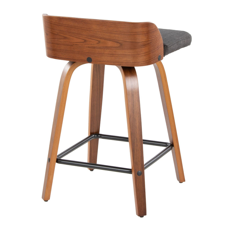 Maya - Mid Century Modern Fixed Height Counter StoolSwivel And Square Footrest (Set of 2) by HouseOfZazla