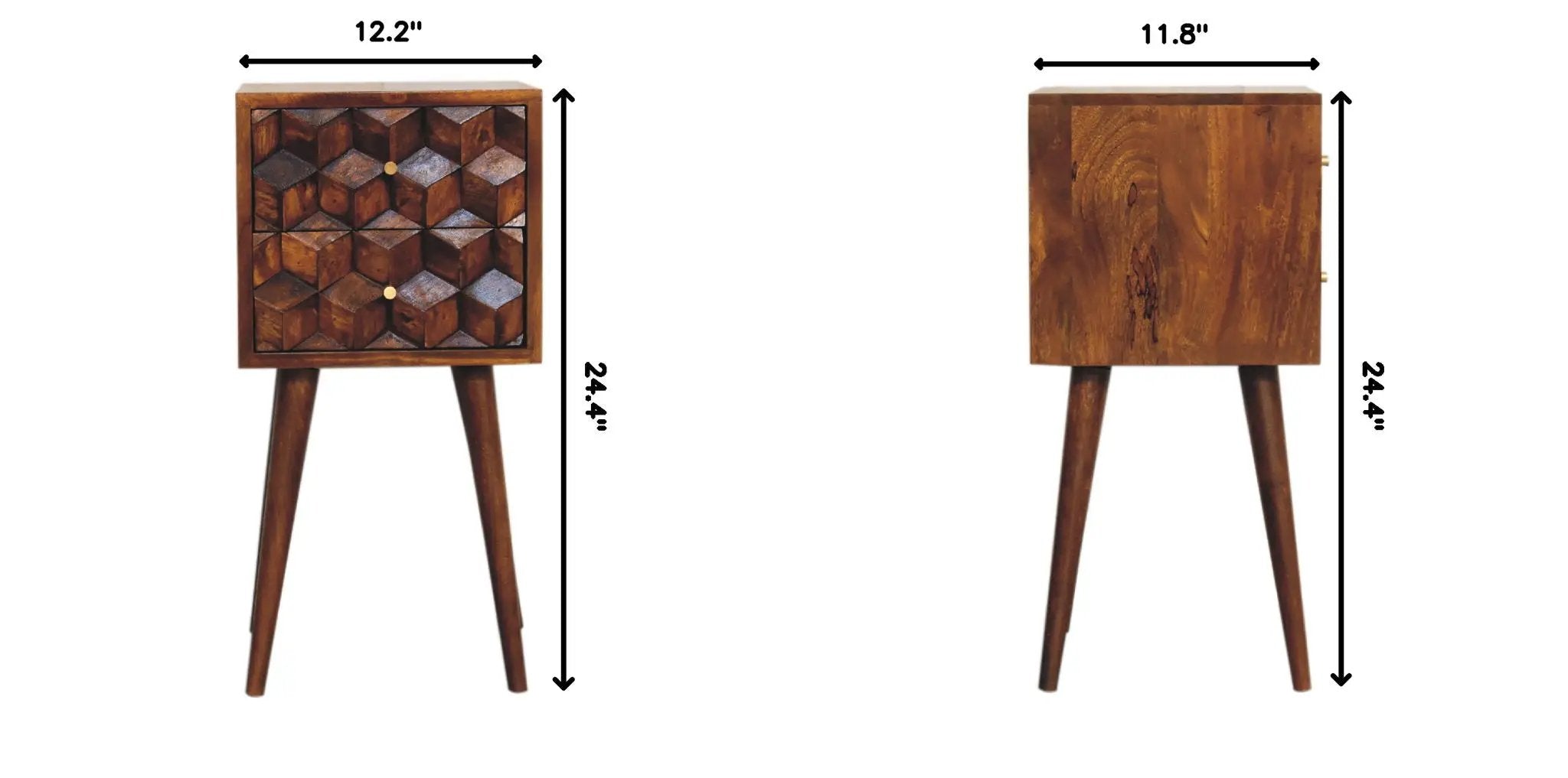 Mini Cube Carved 2 Drawer Nightstand by HouseOfZazla