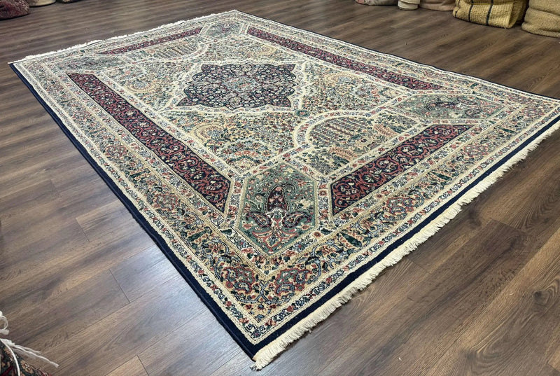 Persian Rug 8x11, Belgium Power Loomed Rug, Kirman Lavar Floral Design, Vintage Rug by Jewel Rugs