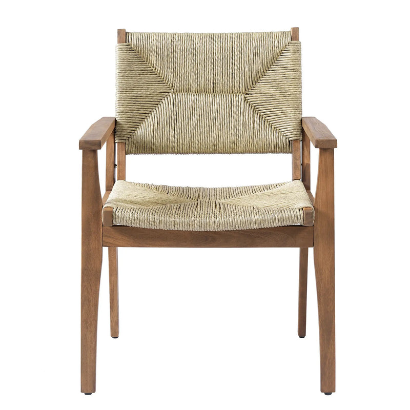 Durable Outdoor Dining Chair with Acacia Wood Frame and Wicker Seat by HouseOfZazla