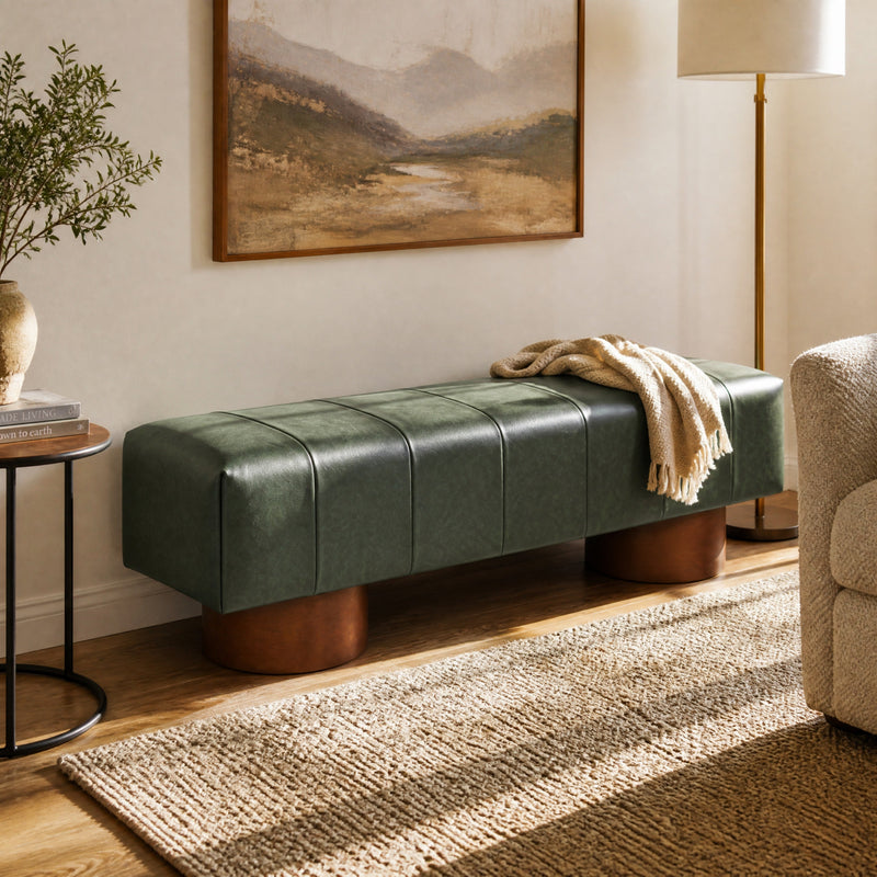 Green PU Upholstered Indoor Dining Bench, photo 2 of 10