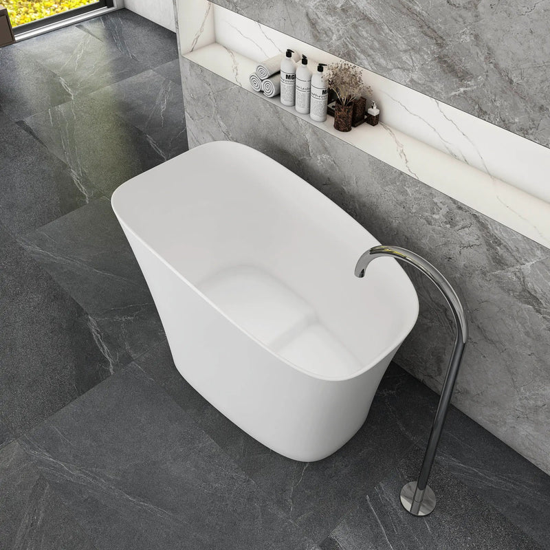 51-Inch Freestanding Solid Surface Deep Soaking Bathroom Bathtub with Seat by HouseOfZazla