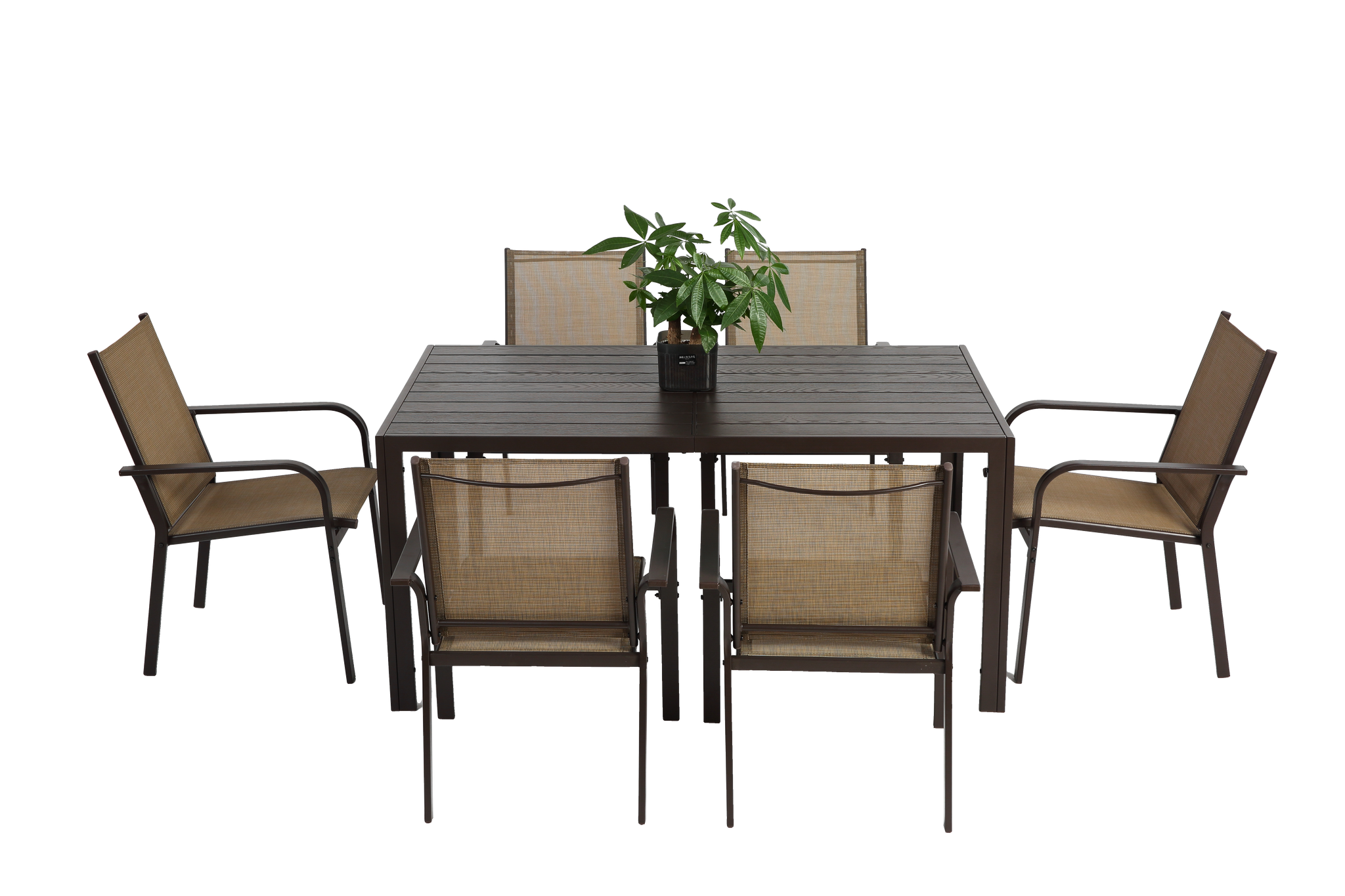 7 Pieces Patio Dining Set with Rectangular Table and 6 Textilene Chairs by HouseOfZazla