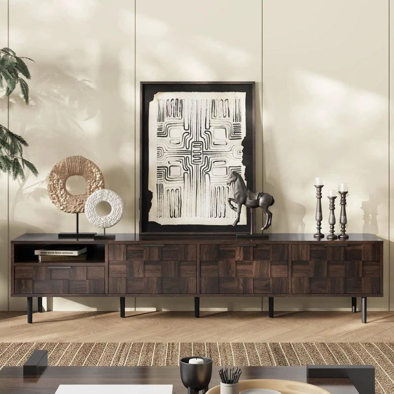 78" TV Stand With Storage Cabinets For Living Room - Walnut by Unique Piece Furniture