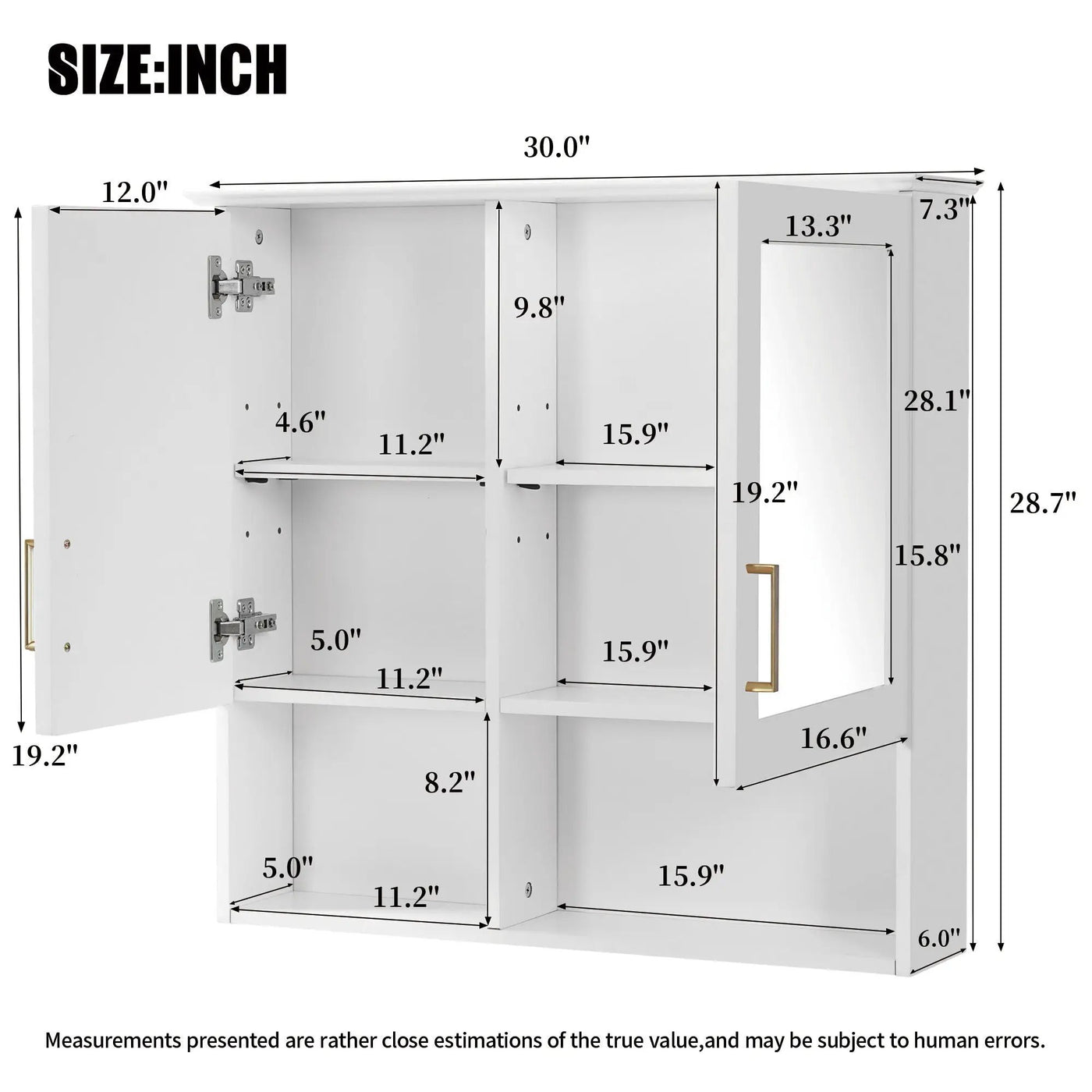 2 In 1 Wall-Mounted Mirror Cabinet With Adjustable Shelves, Soft-Close Doors, High-Definition Mirror & Storage by Unique Piece Furniture
