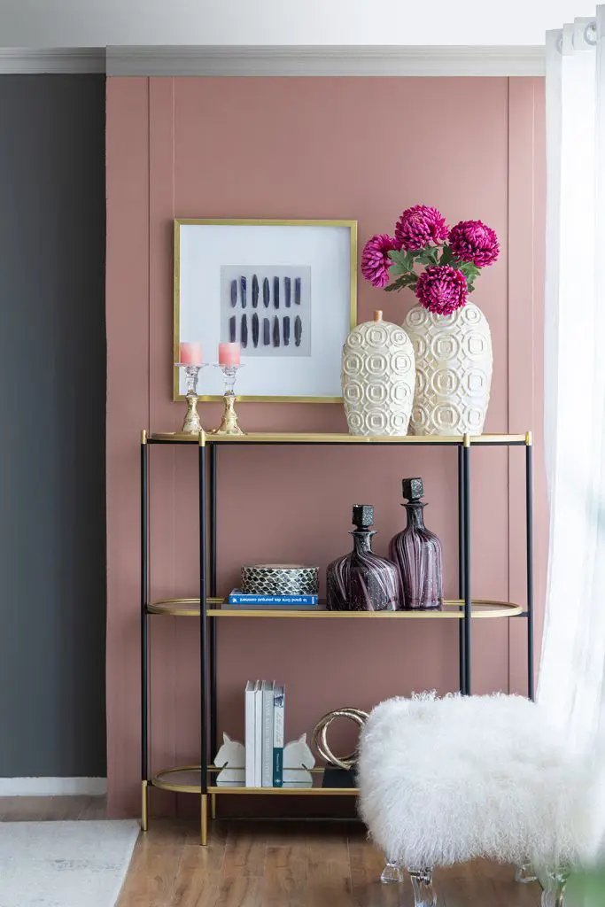 3 Tier Metal Console Table, Mirrored Shelf - Golden Black by HouseOfZazla