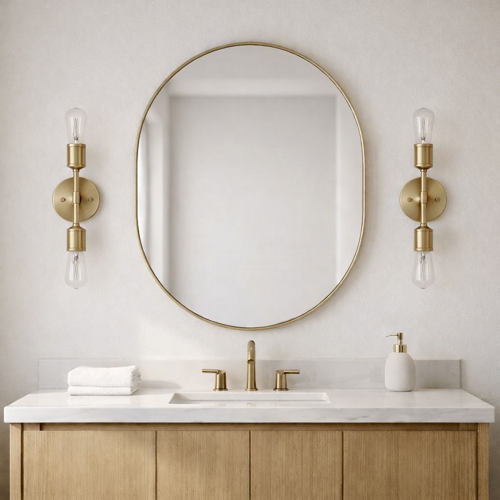 Reverie Double Lights Bathroom Wall Sconce Over Mirror - Clear / Gold, photo 10 of 10