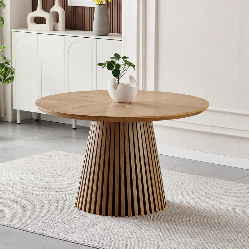 Wooden Dining Table - Modern Round Design for Versatile Use by HouseOfZazla