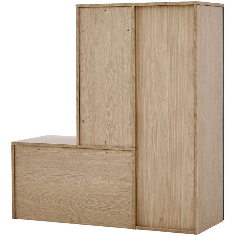 Modern Multi Functional Shoe Storage Bench & Cabinets With Adjustable Shelves - Gray / Natural Wood / White by HouseOfZazla
