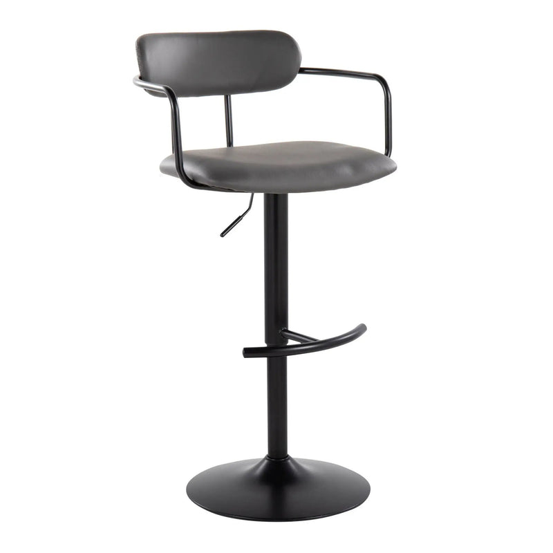Demi - Contemporary Adjustable Height Barstool With Swivel With Rounded T Footrest (Set of 2) by HouseOfZazla