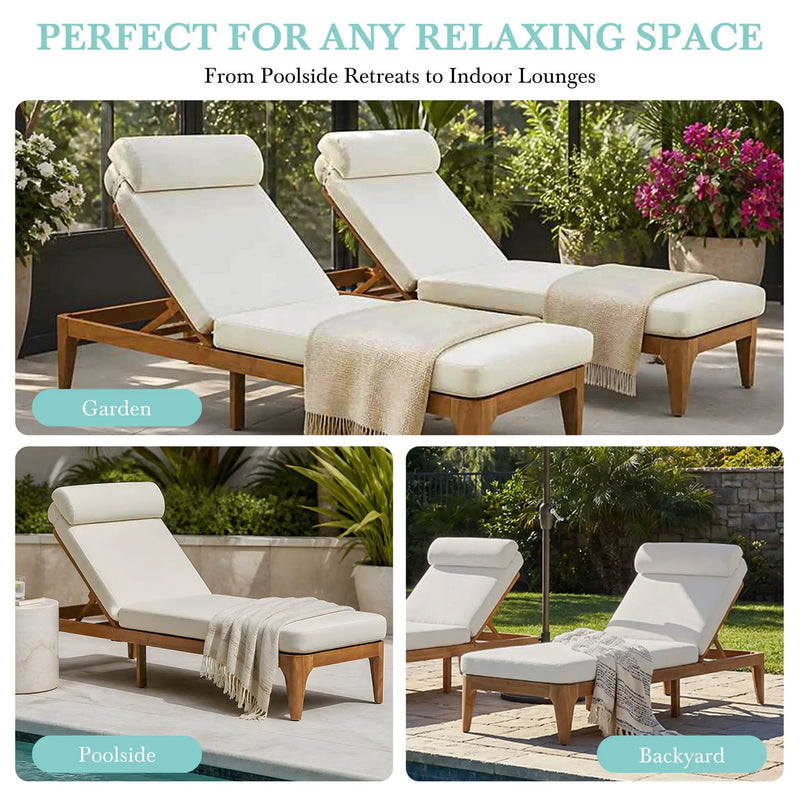 TOPMAX Acacia Wood Chaise Lounge Set of 2 by HouseOfZazla