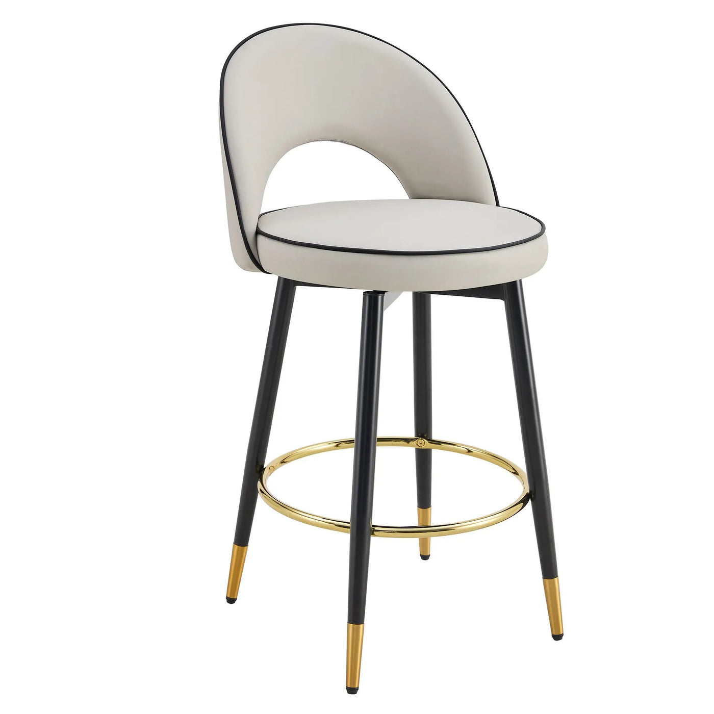Modern Upholstered 360° Rotatable Bar Chair With Metal Legs For Dining Room (Set of 2) by Unique Piece Furniture