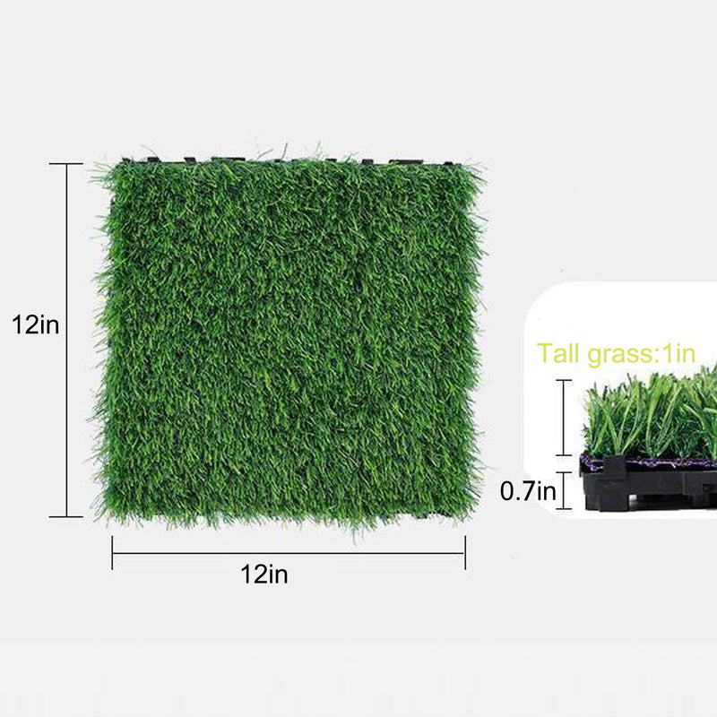 Artificial Lawn Interlocking Grass Tiles For Patio (Set of 36) - Green by HouseOfZazla