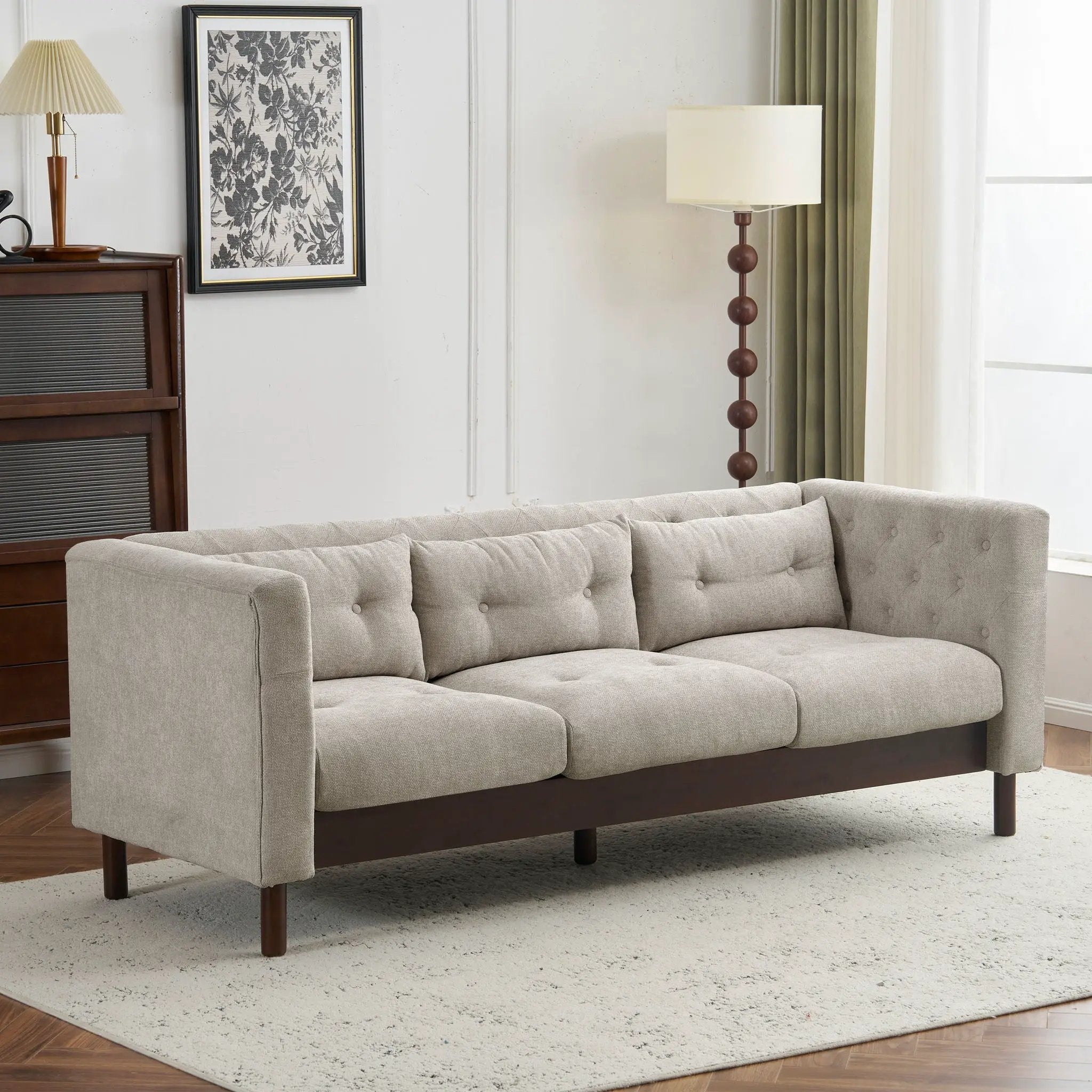 Upholstered Sofa Modern 3 Seater Sofa Couch With Tufted Design For Living Room by HouseOfZazla
