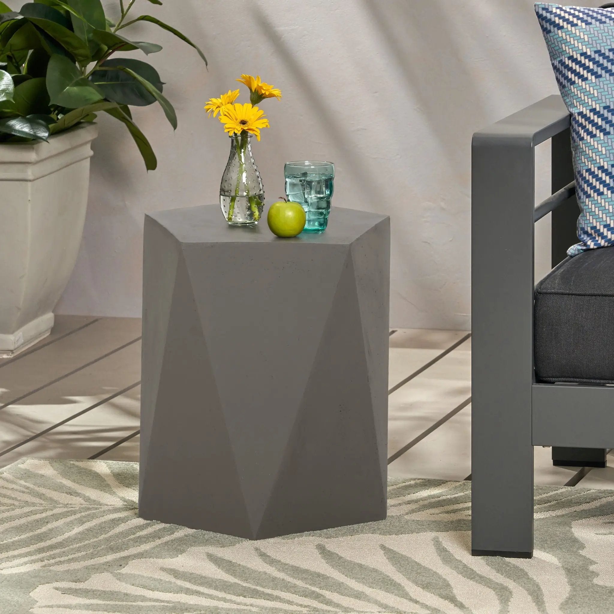 Side Table With Geometric Design by HouseOfZazla