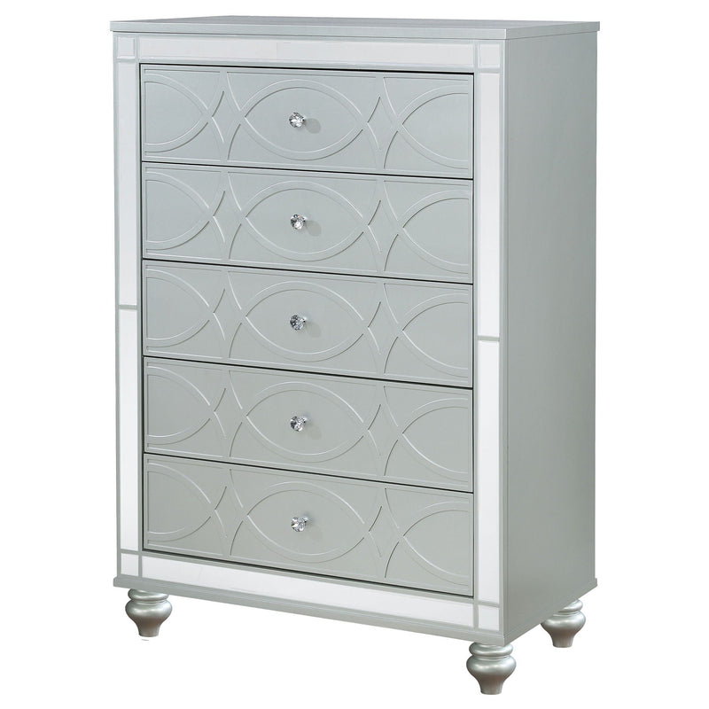 Arabesque - 5 Drawer Bedroom Chest - Silver by HouseOfZazla