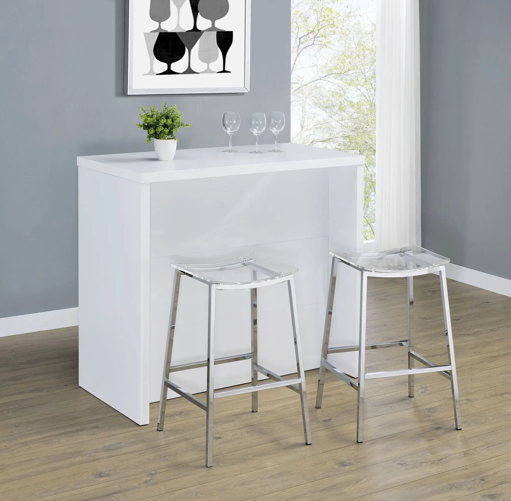 Topanga Engineered Wood Freestanding Home Bar White by Unique Piece Furniture