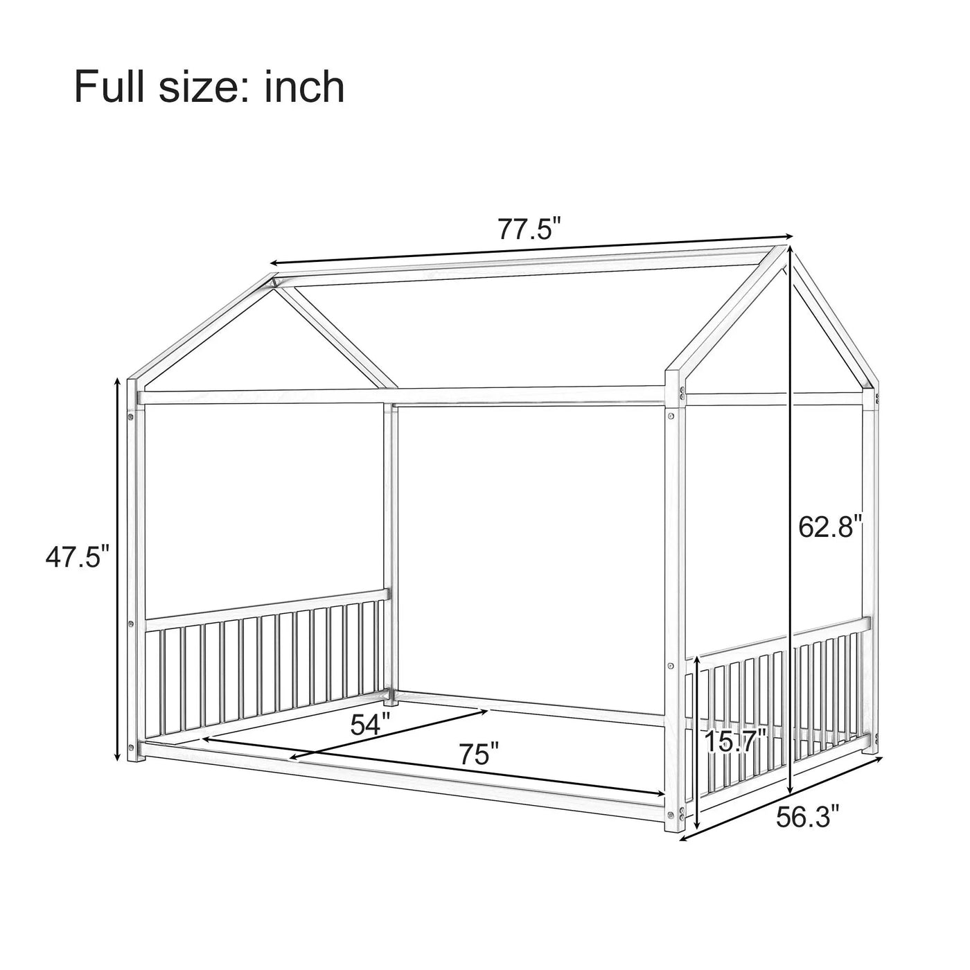 Montessori Style Floor House Shaped Bed With Safety Guardrails by HouseOfZazla