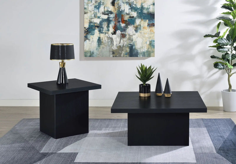 Devar 2-piece Square Cocktail Coffee End Table Set Black by Unique Piece Furniture