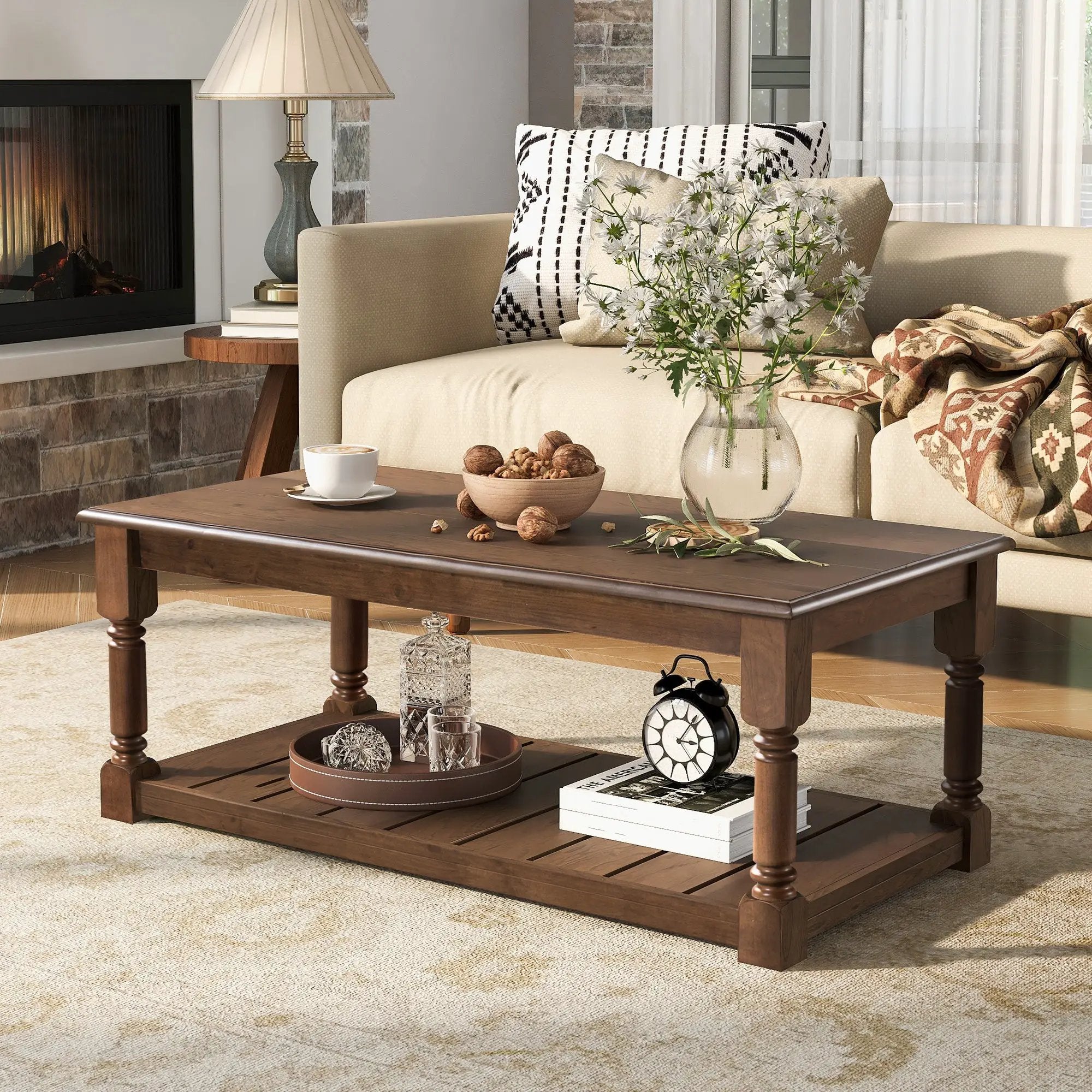 Vibe Haus Farmhouse Wooden Coffee Table by HouseOfZazla