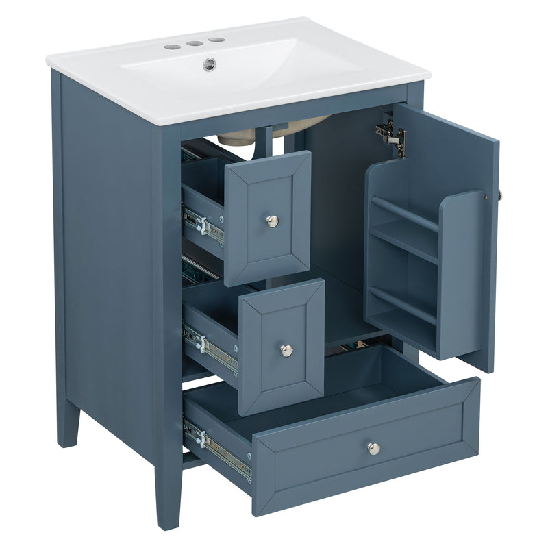 Modern Bathroom Vanity With Sink, Soft Close Drawers & Door, Storage Rack by HouseOfZazla