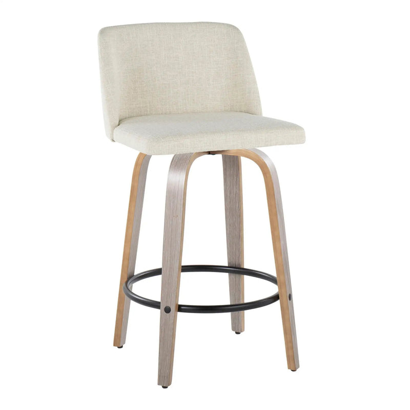 Toriano - Contemporary Fixed Height Counter Stool Swivel & Round Footrest (Set of 2) by Unique Piece Furniture