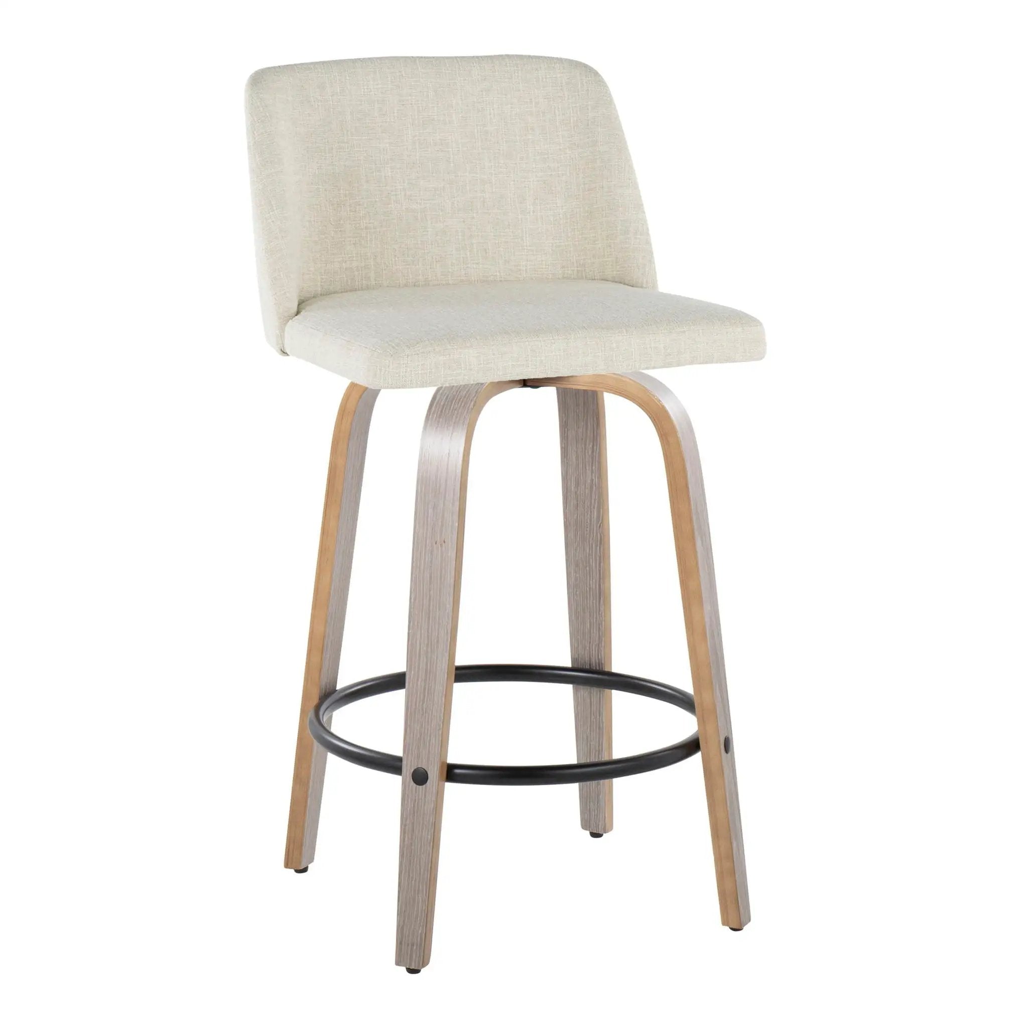 Toriano - Contemporary Fixed Height Counter Stool Swivel & Round Footrest (Set of 2) by HouseOfZazla