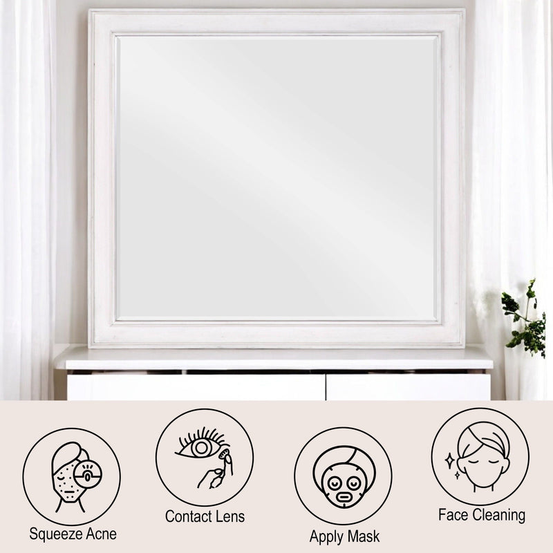 Weathered Mirror with Beveled Edge - White, photo 4 of 4
