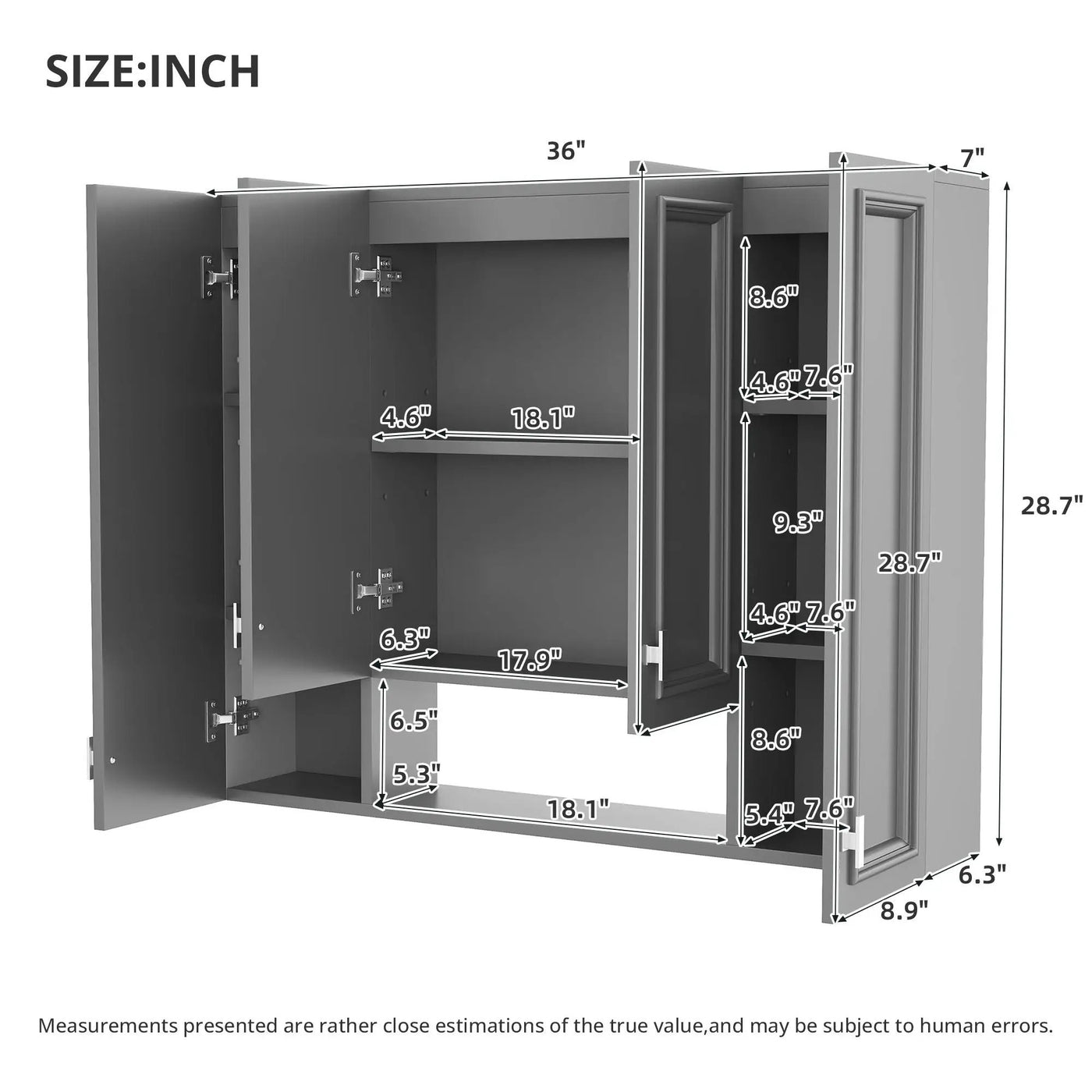 Wall Mounted Bathroom Cabinet With 5 Adjustable Shelves by HouseOfZazla