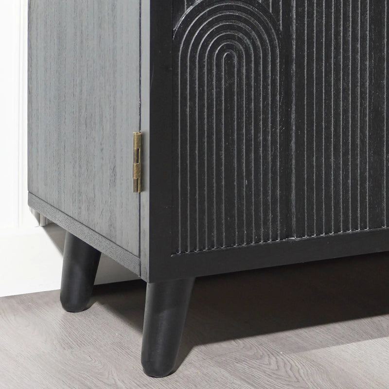 Modern Black Wood Storage Cabinet with Embossed Door by HouseOfZazla
