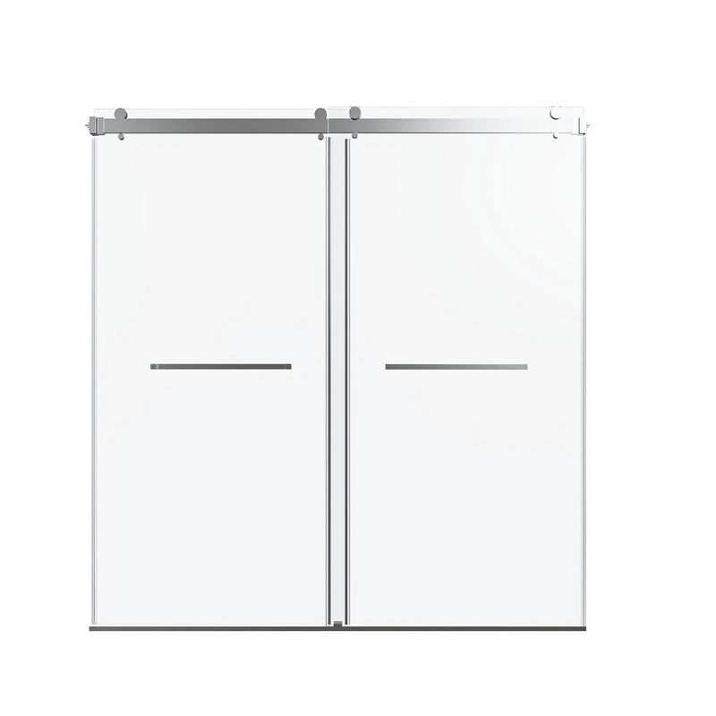 Frameless Double Sliding Soft-Close Shower Door, 3 / 8" (10Mm) Thick SGCC Tempered Glass Door, Matte by HouseOfZazla