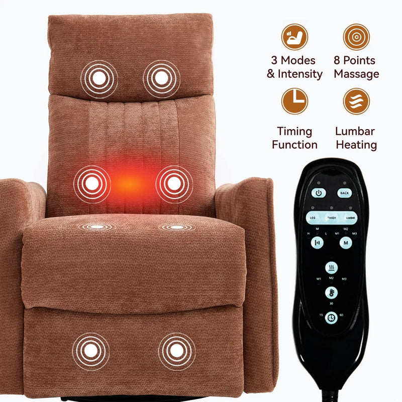 Orange Heat Massage Manual Recliner Chair with Rocker and Swivel by HouseOfZazla