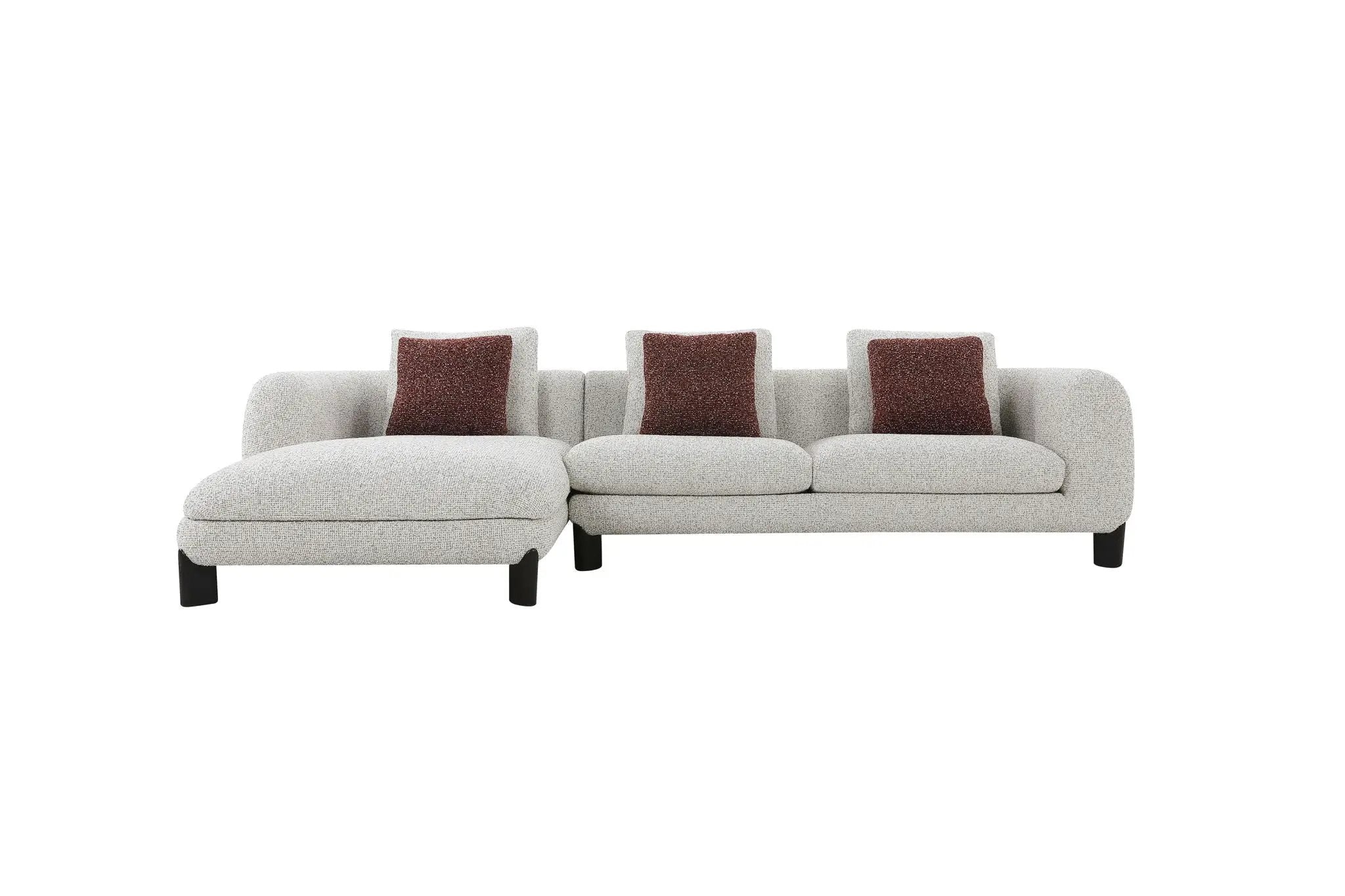 Mardi - Tweed Sectional Sofa With 3 Pillows - Maroon / Beige by Unique Piece Furniture