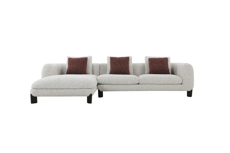 Mardi - Tweed Sectional Sofa With 3 Pillows - Maroon / Beige by Unique Piece Furniture