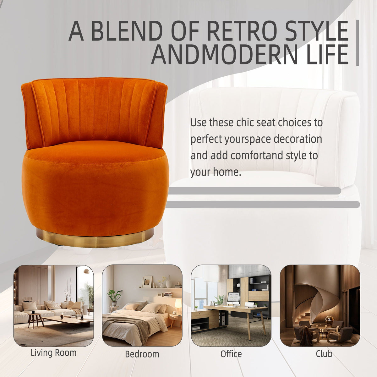 360 Degree Swivel Cuddle Barrel Accent Sofa Chair, photo 35 of 40