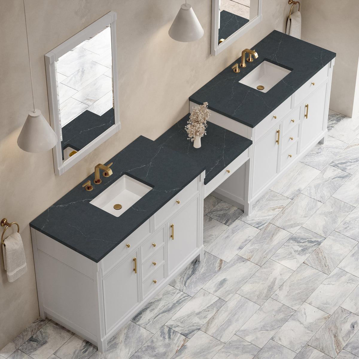 James Martin Bellshire 120" Double Bathroom Vanity, Bright White, view 33